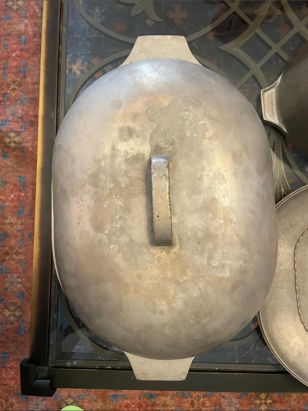 Vintage Cast Aluminum Oval Roaster + Lid — Unique Engraved “Forever” Emblem